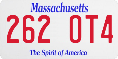 MA license plate 262OT4