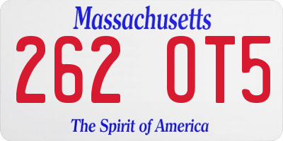 MA license plate 262OT5