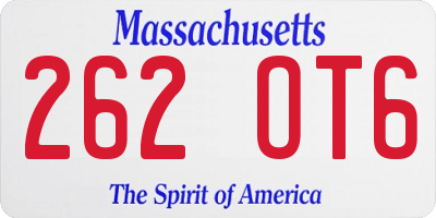 MA license plate 262OT6