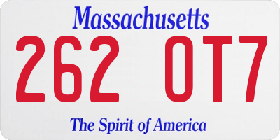 MA license plate 262OT7