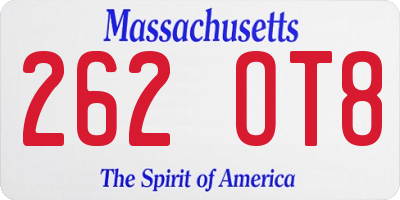 MA license plate 262OT8