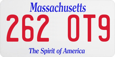 MA license plate 262OT9