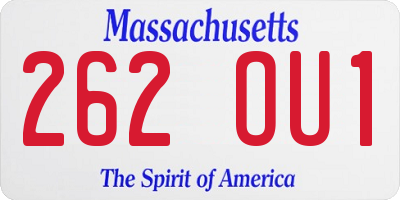 MA license plate 262OU1