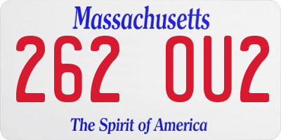 MA license plate 262OU2