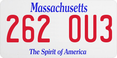 MA license plate 262OU3