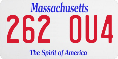 MA license plate 262OU4