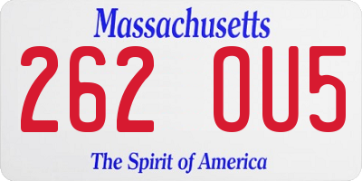 MA license plate 262OU5