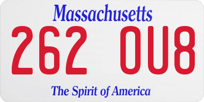 MA license plate 262OU8