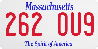 MA license plate 262OU9
