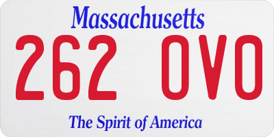 MA license plate 262OV0