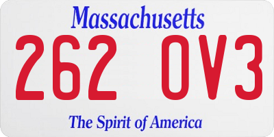 MA license plate 262OV3