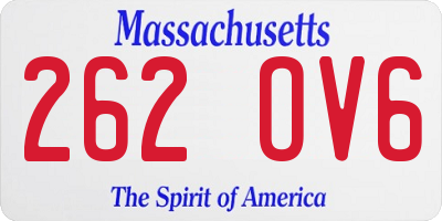 MA license plate 262OV6