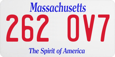 MA license plate 262OV7