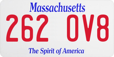 MA license plate 262OV8