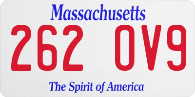 MA license plate 262OV9