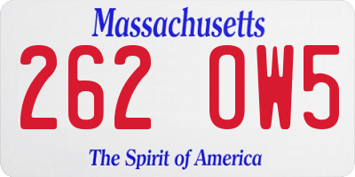MA license plate 262OW5