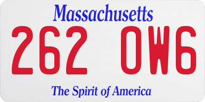 MA license plate 262OW6