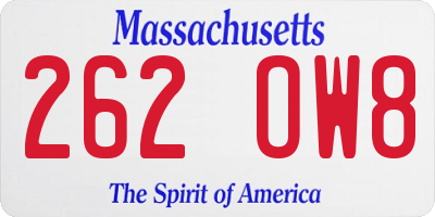 MA license plate 262OW8