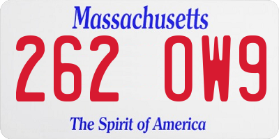 MA license plate 262OW9
