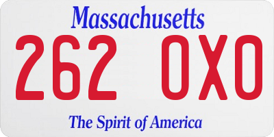MA license plate 262OX0