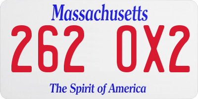 MA license plate 262OX2