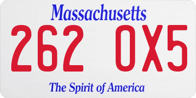 MA license plate 262OX5