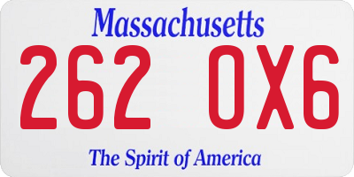 MA license plate 262OX6