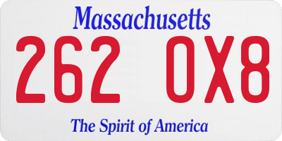 MA license plate 262OX8