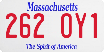 MA license plate 262OY1