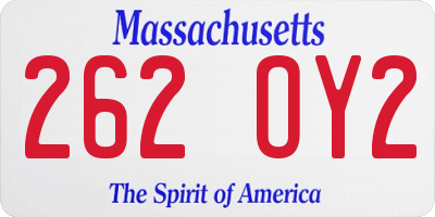 MA license plate 262OY2