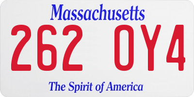 MA license plate 262OY4