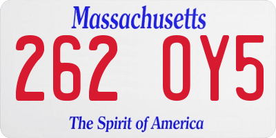 MA license plate 262OY5