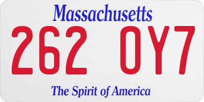 MA license plate 262OY7