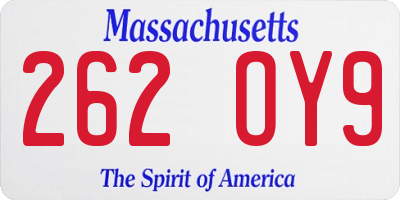 MA license plate 262OY9