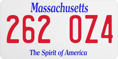 MA license plate 262OZ4