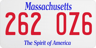 MA license plate 262OZ6