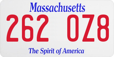 MA license plate 262OZ8