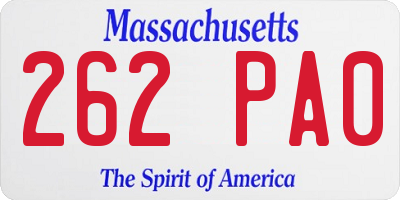 MA license plate 262PA0