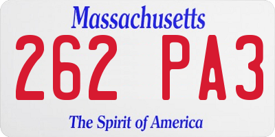 MA license plate 262PA3