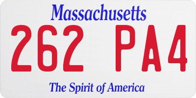 MA license plate 262PA4