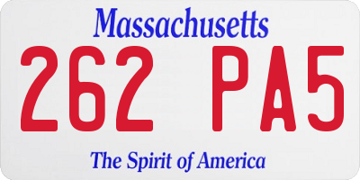 MA license plate 262PA5