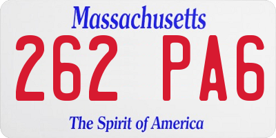 MA license plate 262PA6