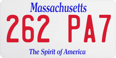 MA license plate 262PA7