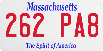 MA license plate 262PA8