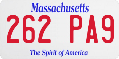 MA license plate 262PA9