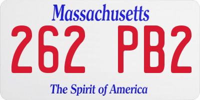 MA license plate 262PB2