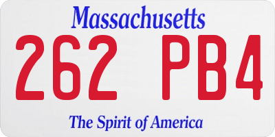 MA license plate 262PB4