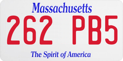MA license plate 262PB5