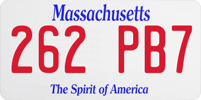 MA license plate 262PB7
