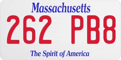 MA license plate 262PB8